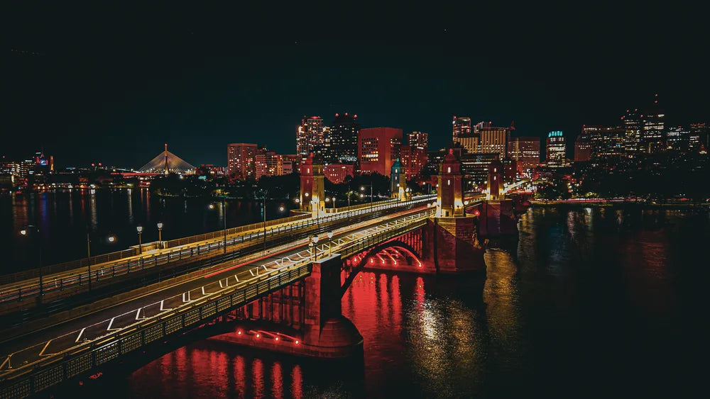 Longfellow Bridge at night, photographed by Aldo Cinematic